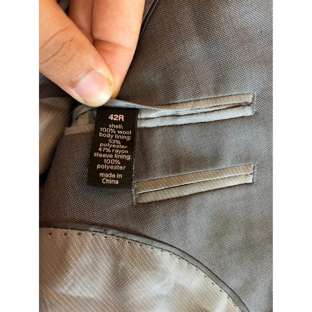 Bar III Mens Slim Fit 100% Wool Blazer Sport Coat Blue Grey 42R Macys